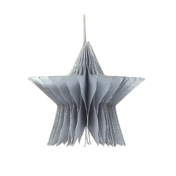Decorațiune din hârtie pentru crăciun, formă stea only natural, lungime 7,5 cm, argintiu