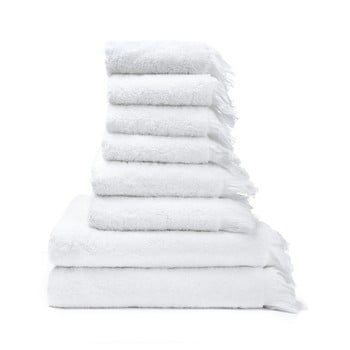Set 8 prosoape din bumbac 100% bonami white, alb