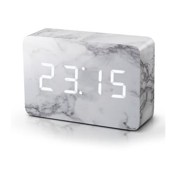 Ceas led cu aspect de marmură gingko brick marble click clock, alb
