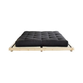 Pat dublu din lemn de pin cu saltea și tatami karup design dock comfort mat natural/black, 160 x 200 cm