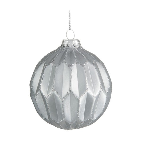 Sada 6 skleněných vánočních ozdob ve stříbrné barvě J-Line Glitter