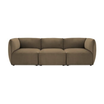 Canapea modulară cu 3 locuri vivonita velvet cube maro - gri