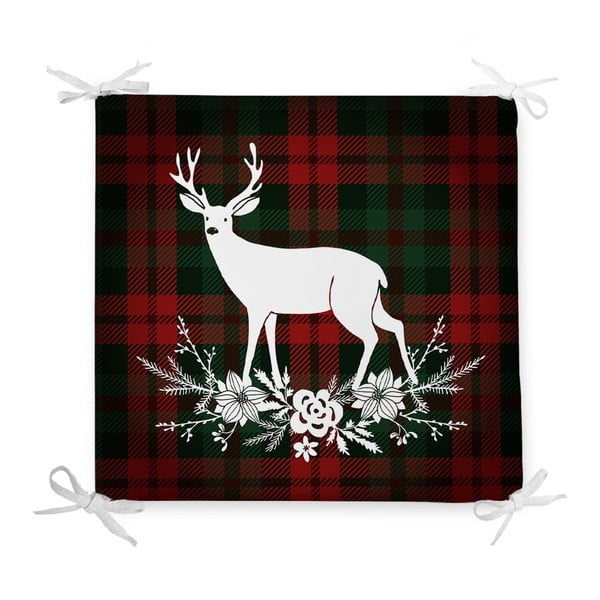 Vánoční podsedák s příměsí bavlny Minimalist Cushion Covers Tartan Merry Christmas, 42 x 42 cm