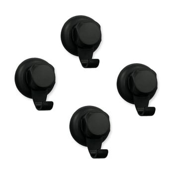Set 7 cârlige autoadezive de perete compactor bestlock black, ⌀ 7,1 cm, negru
