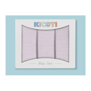 Set 3 feșe din fibre de bambus kicoti, 75 x 75 cm, roz