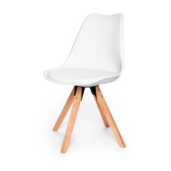 Scaun cu picioare din lemn de fag loomi.design eco, alb