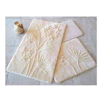 Set 3 covorașe de baie confetti bathmats flowers, bej