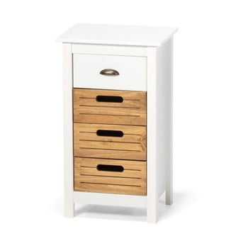 Dulap din lemn de pin și 4 sertare loomi.design ibiza, alb