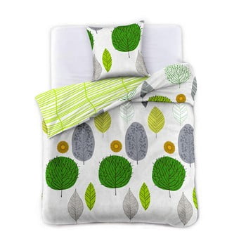 Lenjerie de pat din bumbac satinat decoking greenleaf, 135 x 200 cm