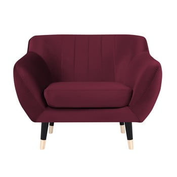 Fotoliu mazzini sofas benito cu picioare negre, vișiniu