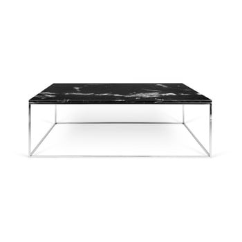 Măsuță temahome gleam din marmură, cu picioare cromate, 120 cm, negru
