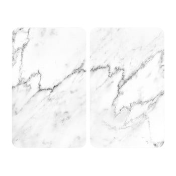 Set 2 suporturi din sticlă pentru protecția aragazului wenko marble, 52 x 30 cm