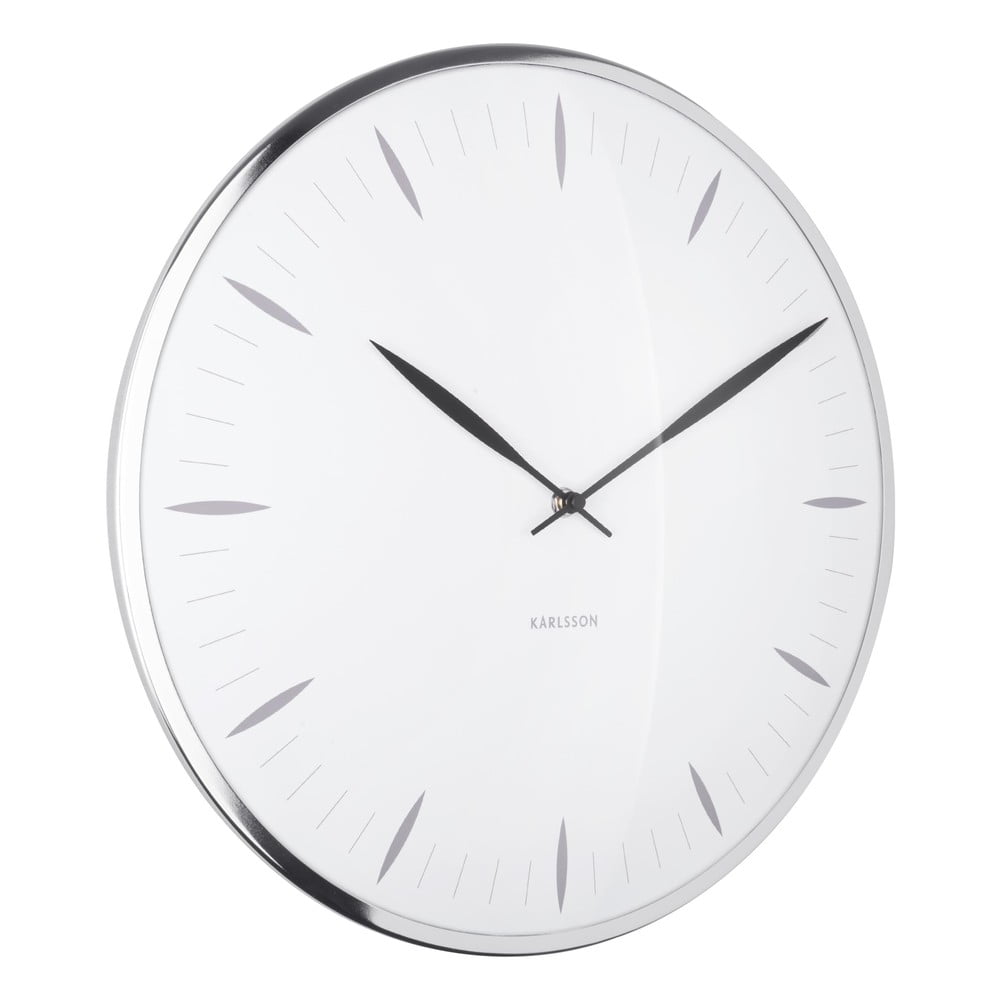 Bílé skleněné nástěnné hodiny Karlsson Leaf, ø 40 cm