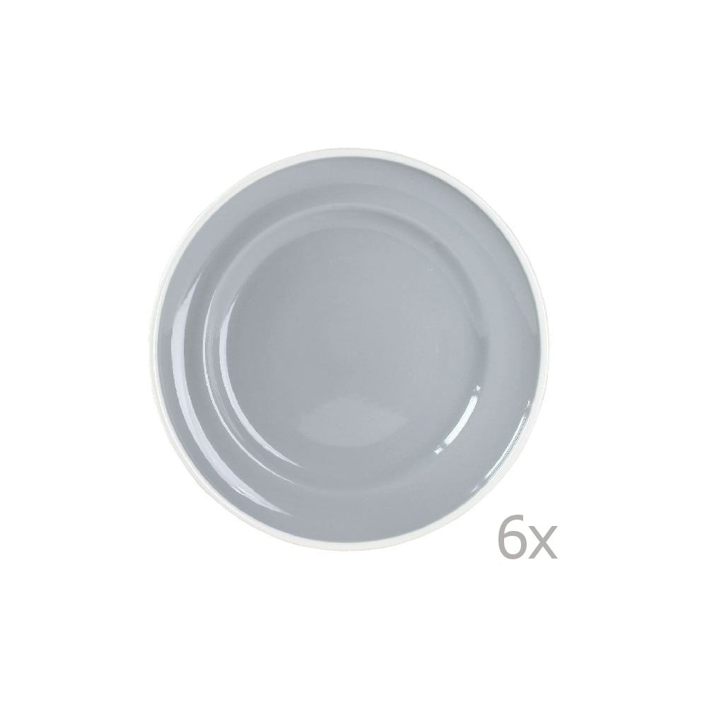Sada 6 talířů Puck 21 cm, šedý