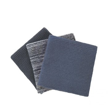 Set 3 prosoape tricotate de bucătărie Blomus, 25 x 25 cm, albastru imagine