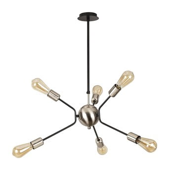 Lustră metalică cu abajur cromat Opviq lights Gera, negru