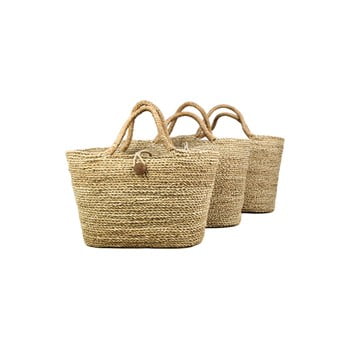 Set 3 coșuri depozitare din iarbă de mare hsm collection basket set