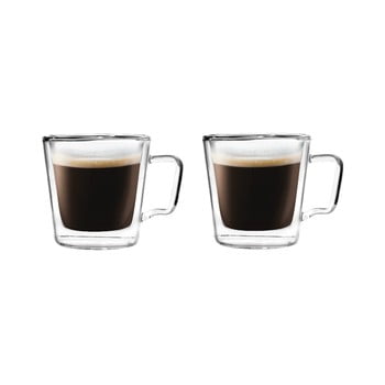 Set 2 cești pentru espresso din sticlă dublă vialli design, 80 ml