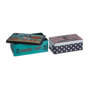 Set 2 cutii depozitare din tablă premier housewares pirate, 13 x 20 cm