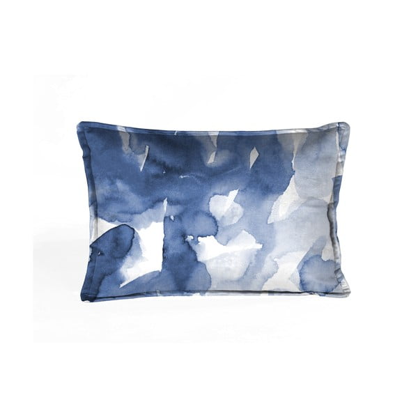 Modrý sametový polštář Velvet Atelier, 50 x 35 cm