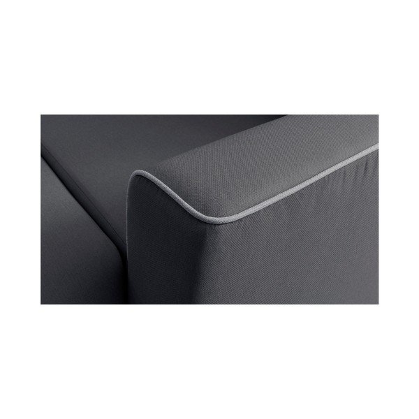 Tmavě šedá rohová rozkládací pohovka s lenoškou Bobochic Paris Panoramique XXL Mola, pravý roh