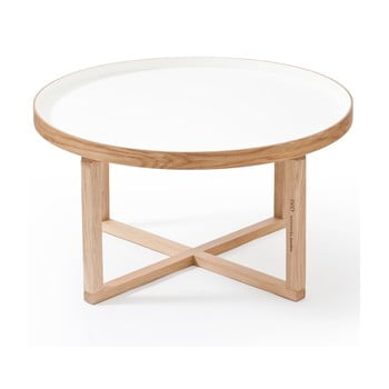 Măsuță din lemn wireworks round, Ø 66 cm, alb-natural