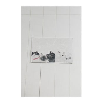 Covor baie lismo cats, 60 x 40 cm, alb - gri