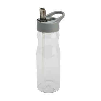Sticlă cu pai și capac Addis Bottle Clear And Grey, 700 ml, gri imagine
