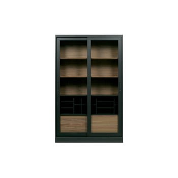 Bibliotecă din lemn masiv de pin și stejar woood james, negru