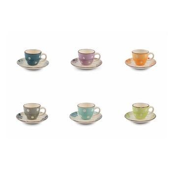 Set 6 cești pentru espresso cu farfurioară villa d'este tazone, multicolor
