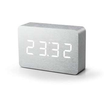 Ceas deșteptător alb cu led alb gingko brick click clock