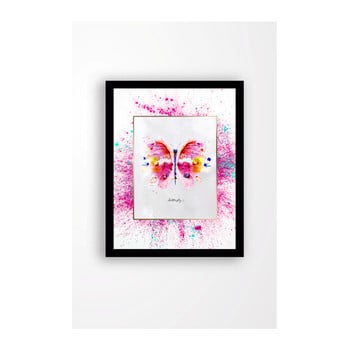 Tablou pe pânză în ramă neagră tablo center butterfly, 29 x 24 cm