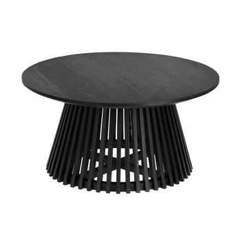 Masă de cafea din lemn de tec la forma irune, ⌀ 80 cm, negru