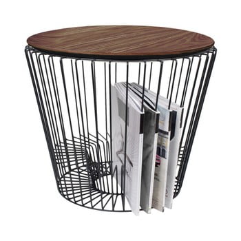 Masă auxiliară din metal, decor lemn de nuc hartÔ, Ø 50 cm
