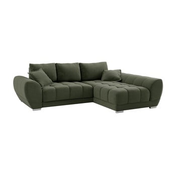 Canapea extensibilă de colț Windsor & Co Sofas Cloudlet, pe partea dreaptă, verde