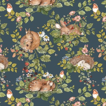 Tapet dekornik little sleepy animals dark, 50 x 280 cm