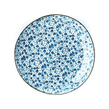 Farfurie din ceramică mij daisy, ø 23 cm, alb - albastru