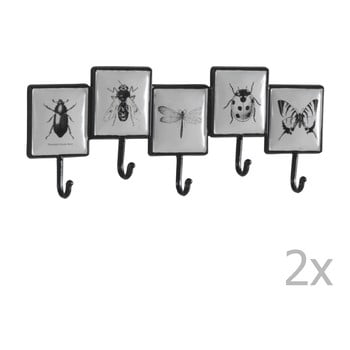 Set 2 cuiere din metal pentru perete cu 5 cârlige geese bugs