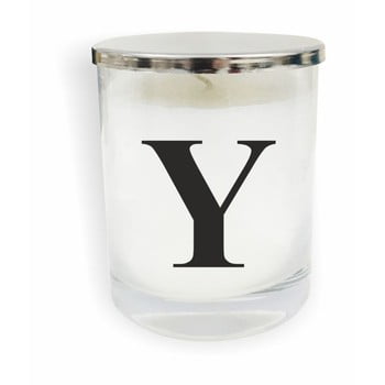 Lumânare North Carolina Scandinavian Home Decors Monogram Glass Candle Y, alb - negru