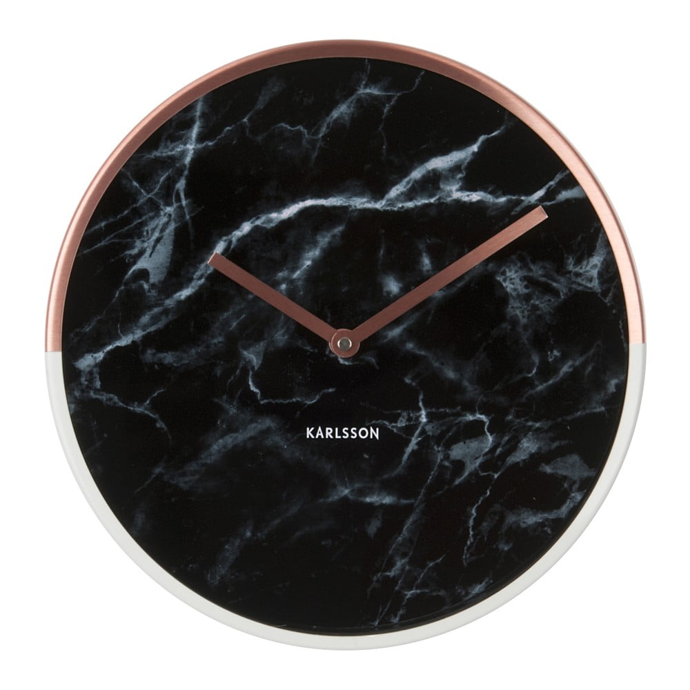 Nástěnné mramorové hodiny s ručičkami v měděné barvě Karlsson Marble Delight