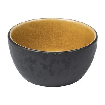 Bol din ceramică și glazură interioară ocru bitz mensa, diametru 10 cm, negru