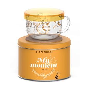 Cană pentru ceai cu suport pahar și capac Ritzenhoff Kurz Kurz, 450 ml, portocaliu