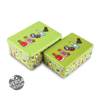 Set 2 cutii din metal pentru cosmetice versa, verde