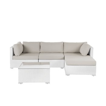Set mobilier de grădină din ratan artificial monobeli neapolis, alb