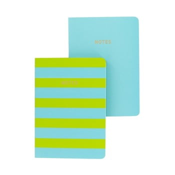 Set 2 caiete A6 GO Stationery Lime Stripe, albastru - verde