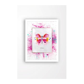 Tablou pe pânză în ramă albă tablo center butterfly, 29 x 24 cm