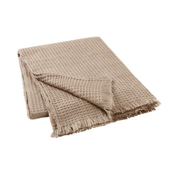 Pled tricotat cu model gofre blomus, 130 x 180 cm, bej