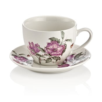 Set 6 cești din porțelan cu farfurie shine elegance