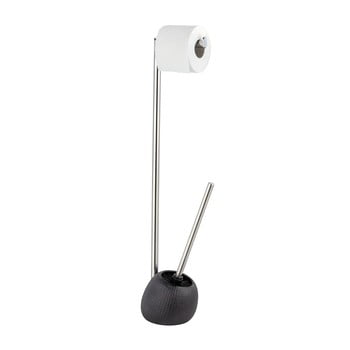 Perie wc din ceramică cu suport pentru hârtie igienică wenko polaris, negru