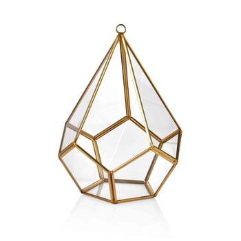 Vas decorativ din sticlă the mia glamour, 26 x 18 cm, alămiu
